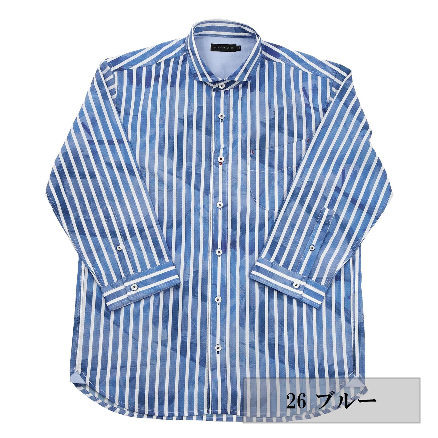 【SALE/20%OFF】SOLOTEX ストライププリント七分袖シャツ