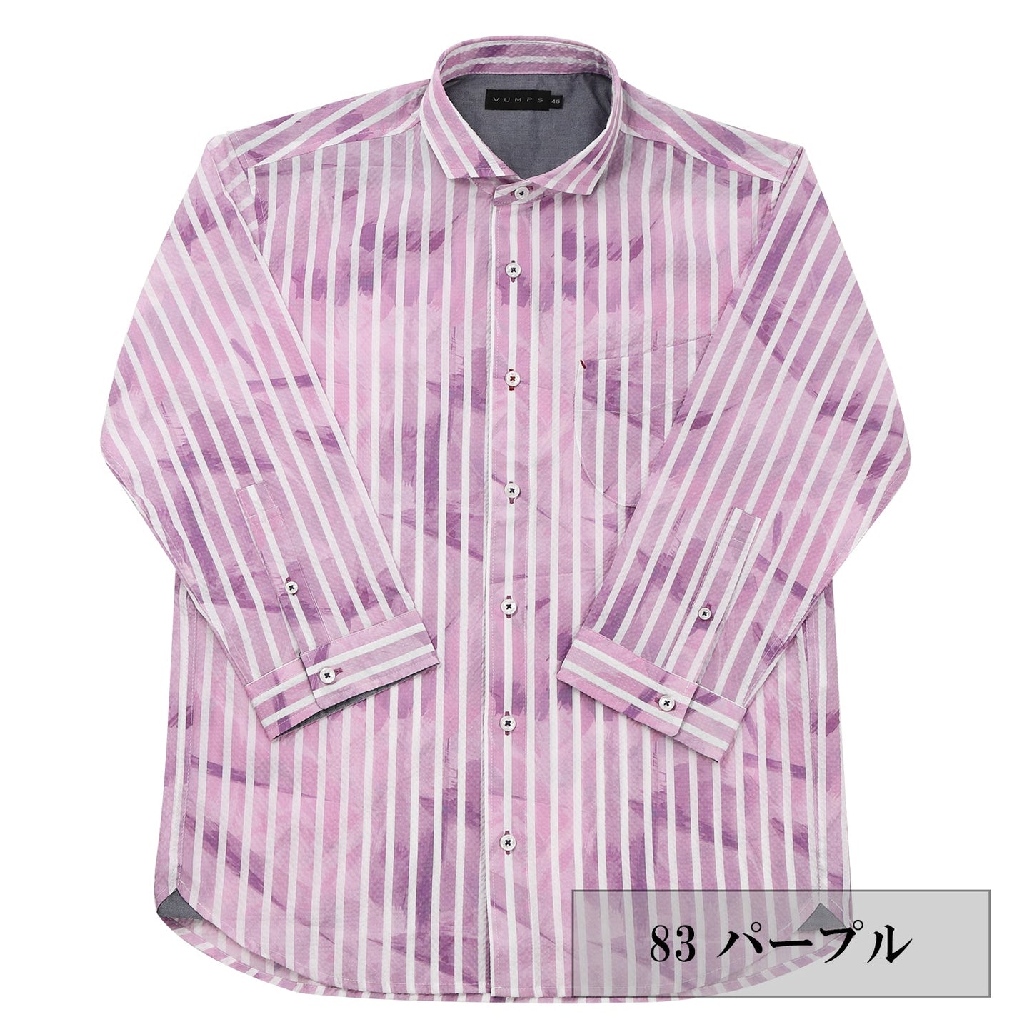 【SALE/20%OFF】SOLOTEX ストライププリント七分袖シャツ