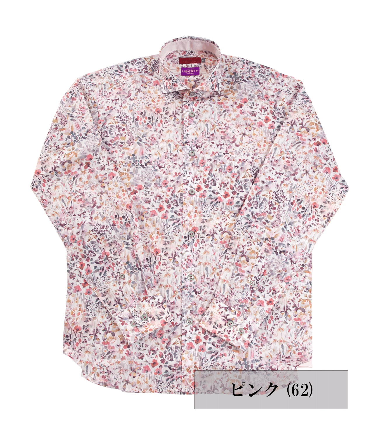 VUMPS RED LIBERTYプリント セミワイドカラーシャツ