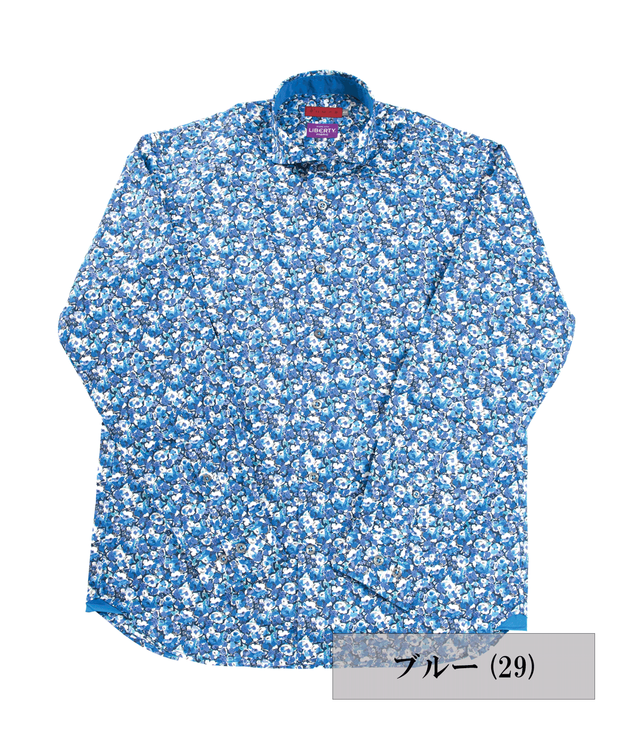 VUMPS RED LIBERTYプリント セミワイドカラーシャツ