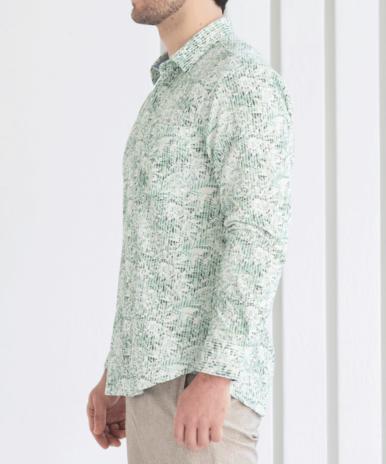 【MORESALE/50%OFF】ニットサッカー リーフプリント長袖シャツ #VUMPS traveller
