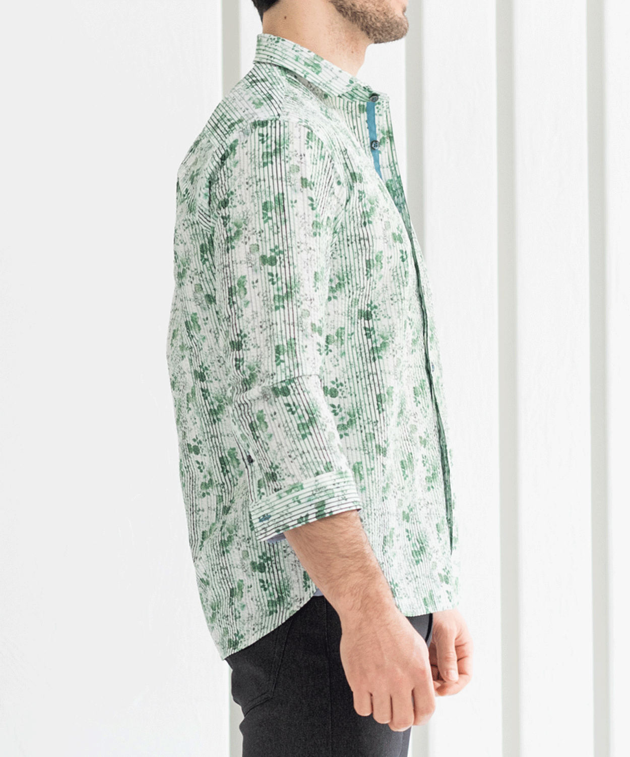 【MORESALE/50%OFF】サッカーフラワープリント 七分袖シャツ