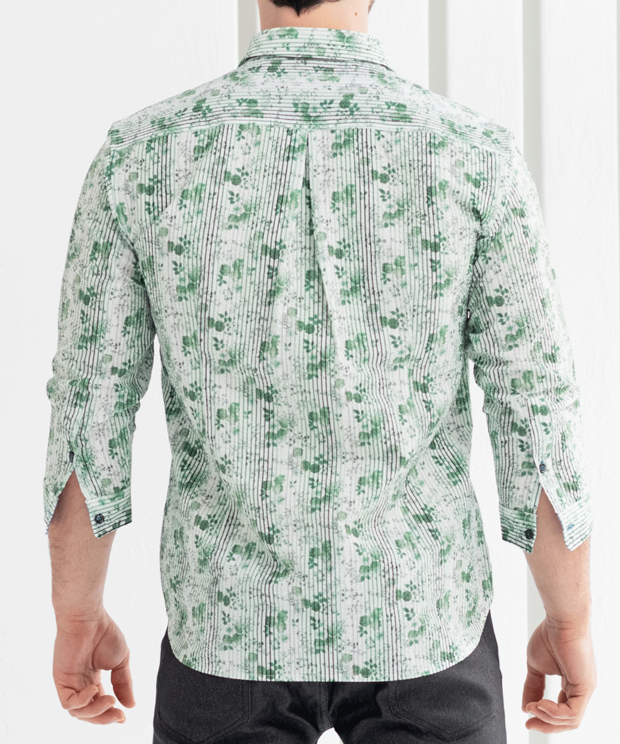 【MORESALE/50%OFF】サッカーフラワープリント 七分袖シャツ