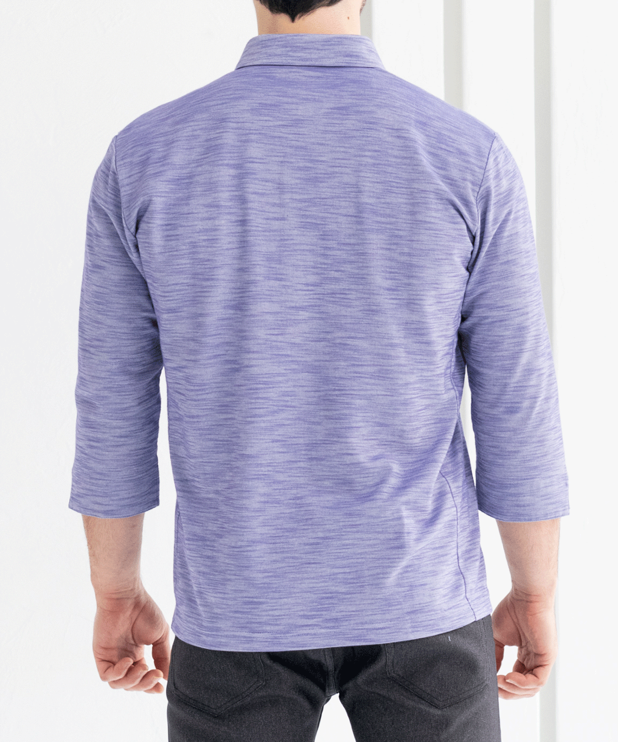 【MORESALE/50%OFF】スラブ鹿の子 七分袖ポロシャツ