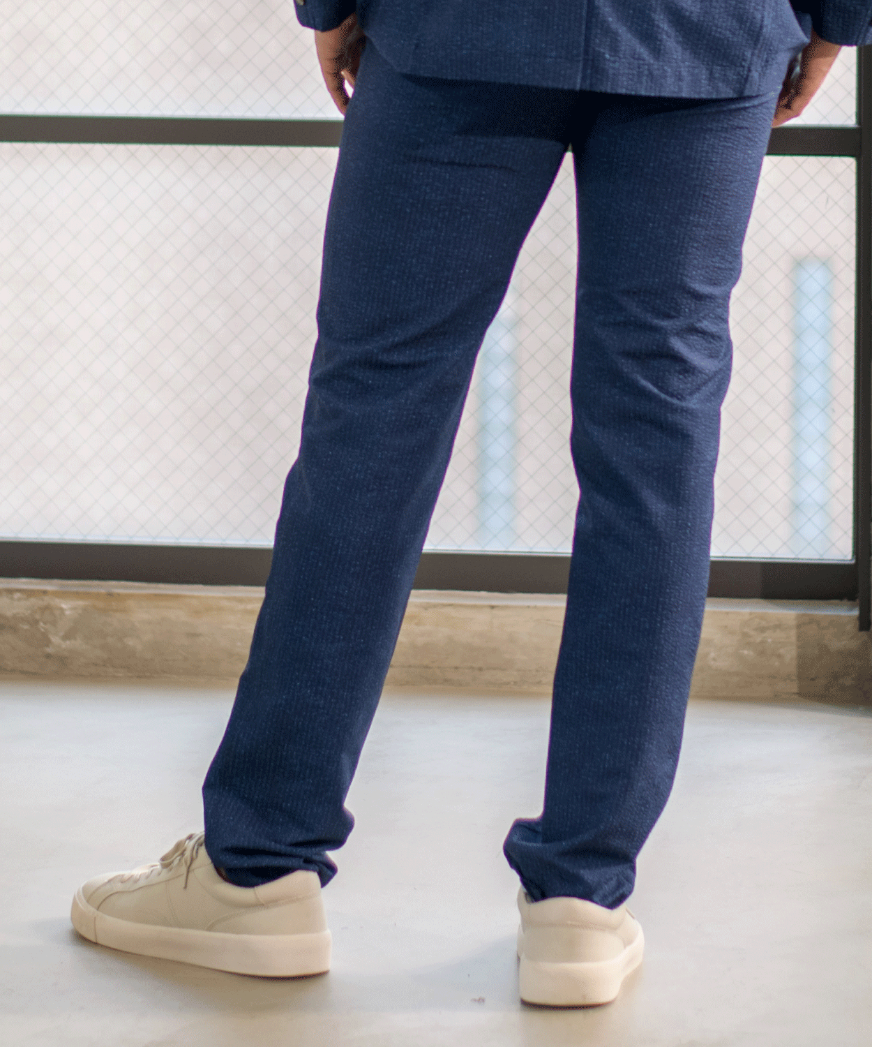 【SALE/30%OFF】ポリエステルサッカー ファブリック調プリントパンツ