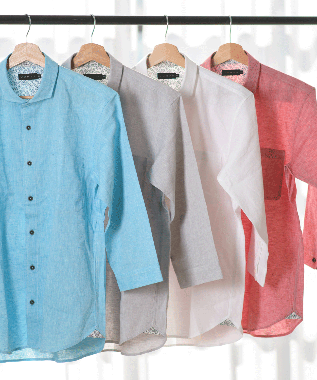 【SALE/20%OFF】綿麻シャンブレー 七分袖シャツ