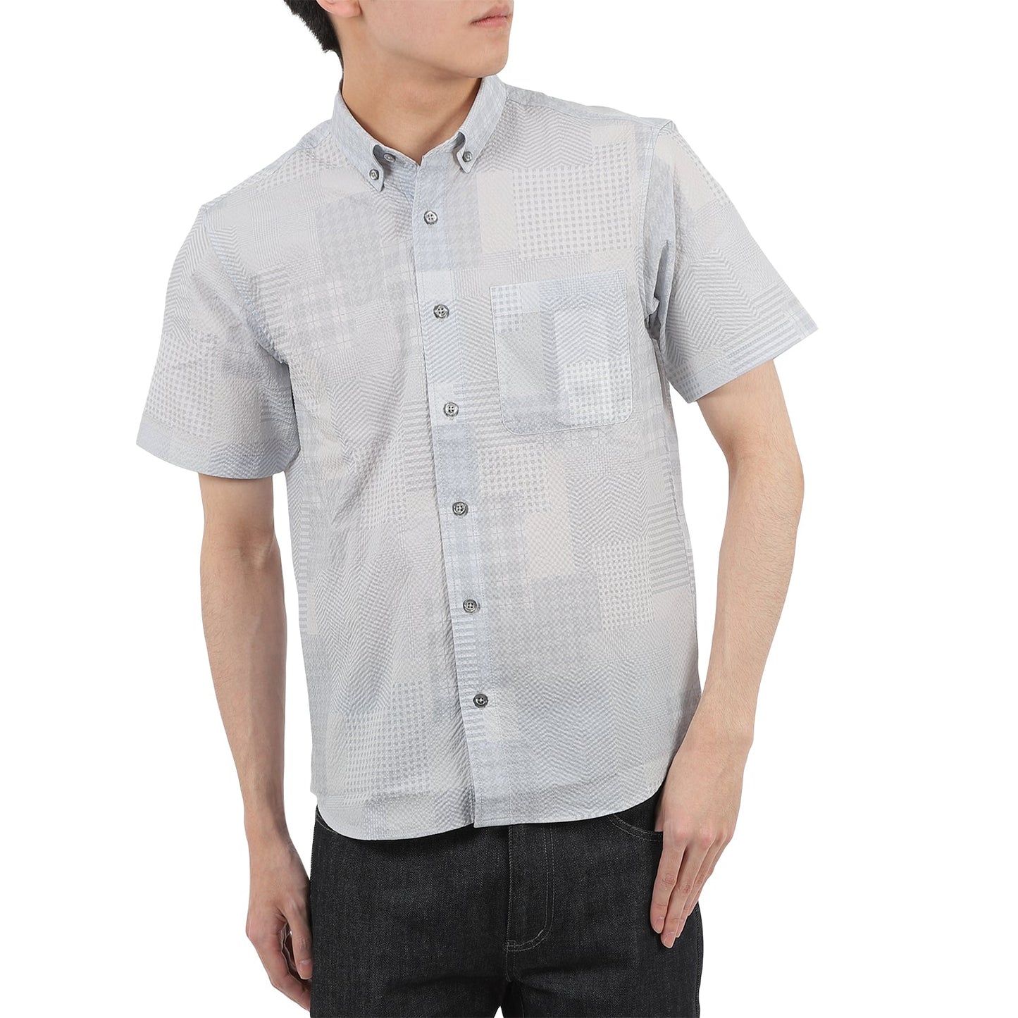 【SALE/30%OFF】SOLOTEX パッチワークサッカーシャツ
