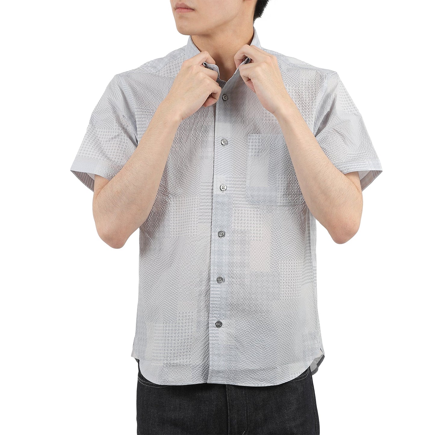 【SALE/30%OFF】SOLOTEX パッチワークサッカーシャツ