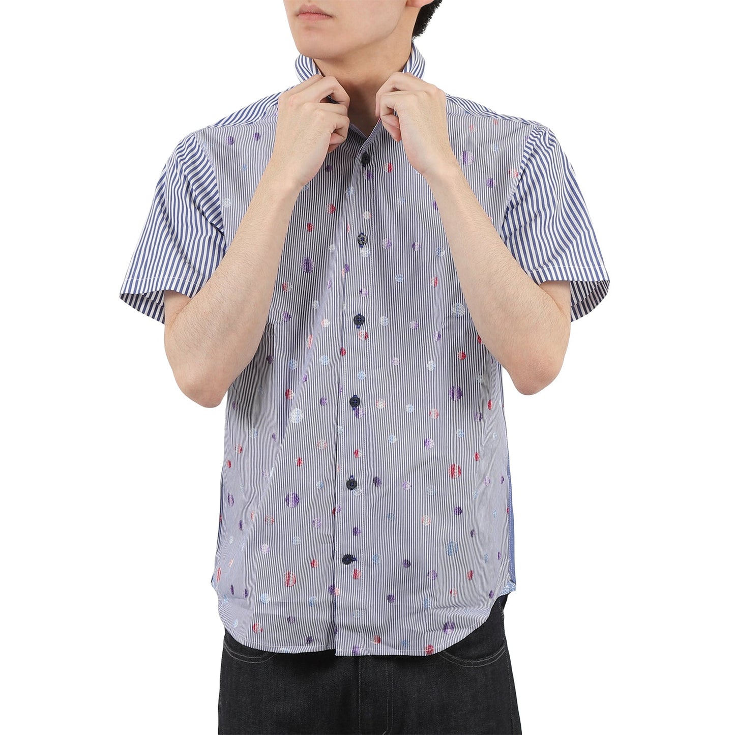 【SALE/20%OFF】VUMPS RED 切替ドット刺しゅう セミワイドカラーシャツ