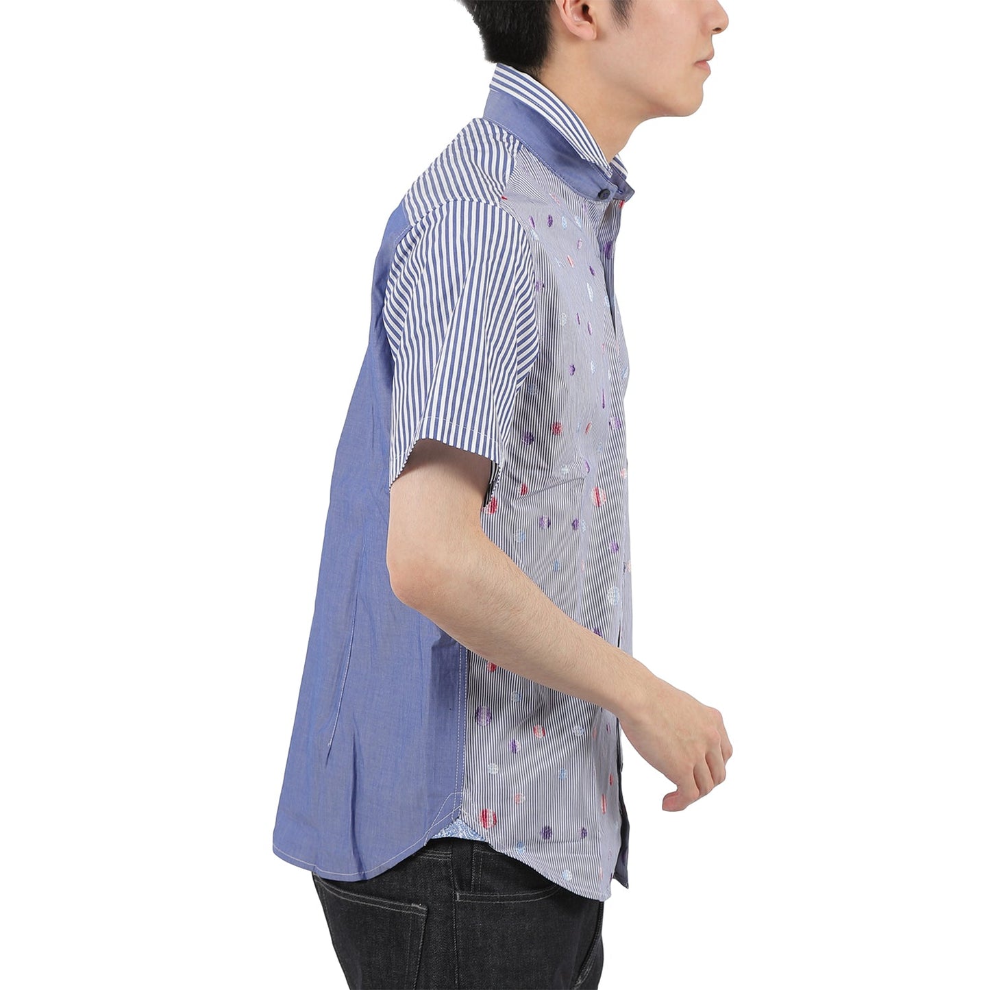 【SALE/20%OFF】VUMPS RED 切替ドット刺しゅう セミワイドカラーシャツ