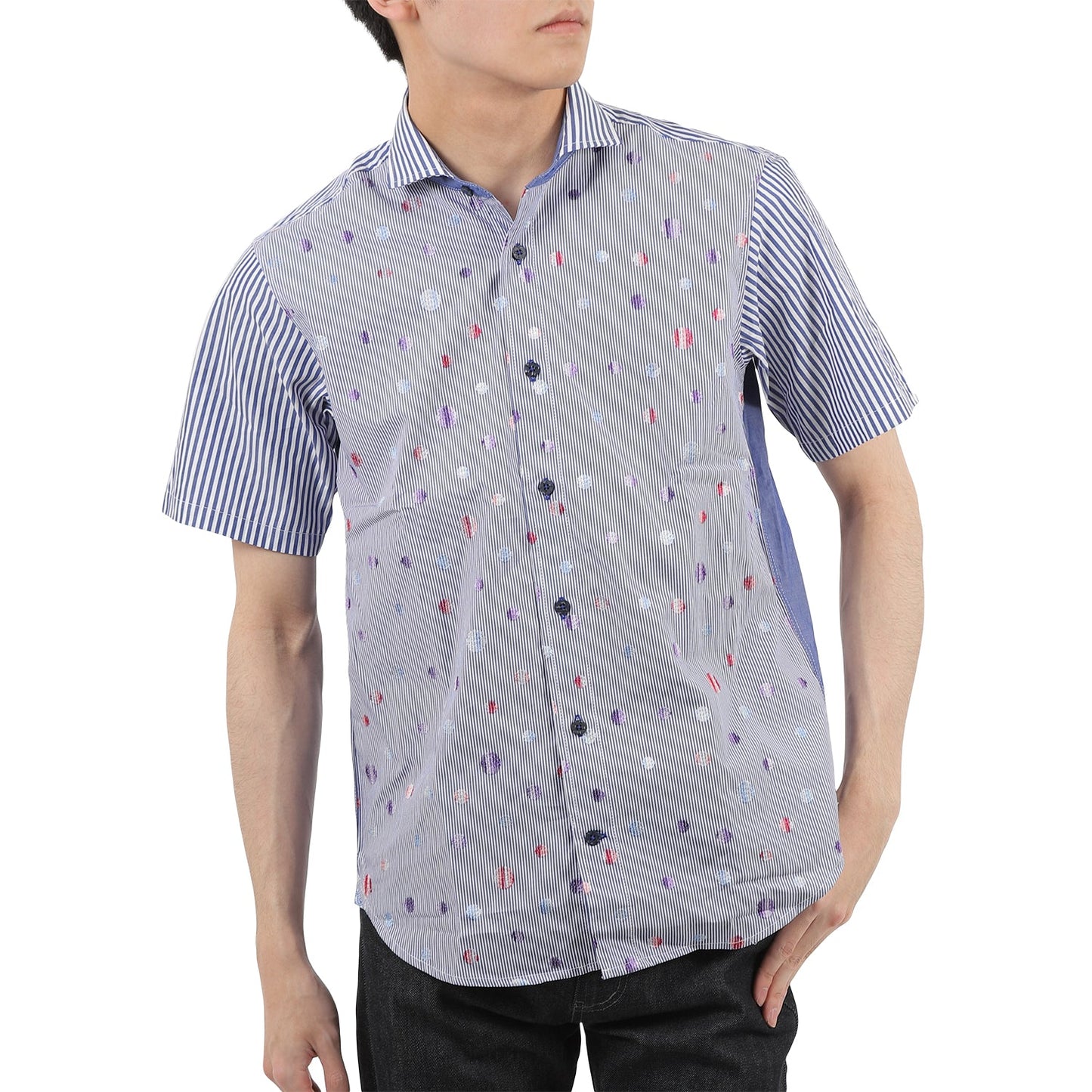 【SALE/20%OFF】VUMPS RED 切替ドット刺しゅう セミワイドカラーシャツ