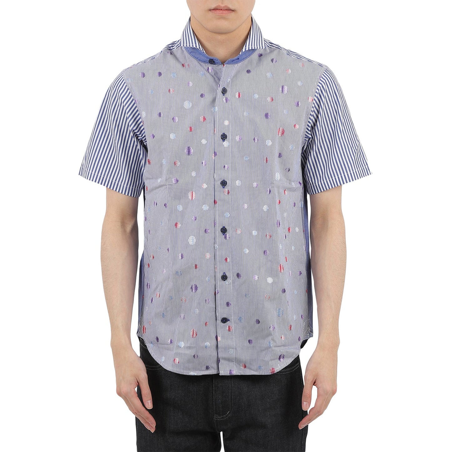 【SALE/20%OFF】VUMPS RED 切替ドット刺しゅう セミワイドカラーシャツ