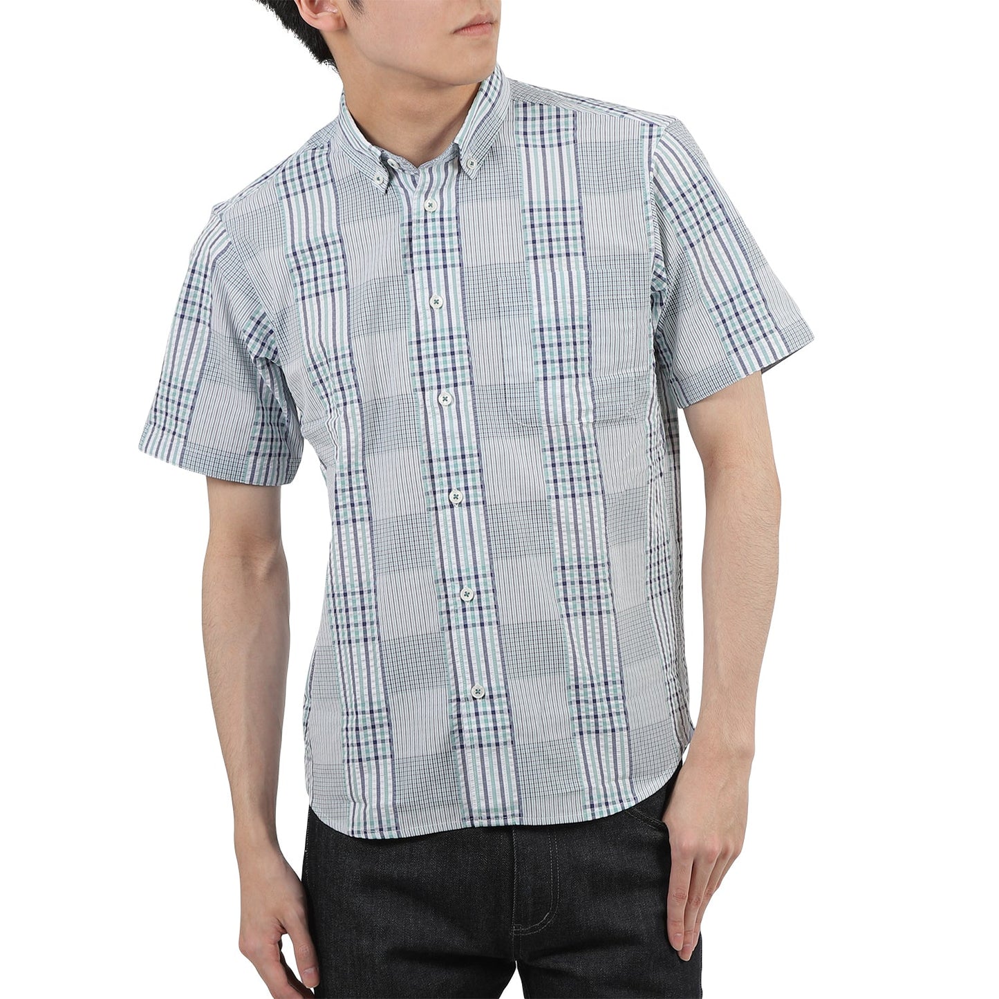 【SALE/30%OFF】マルチチェック コットンシアサッカーシャツ
