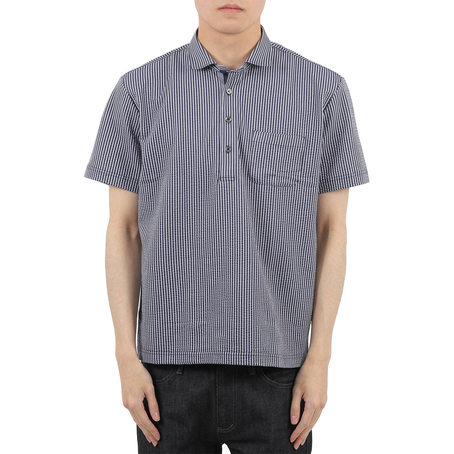 【SALE/20%OFF】ニットサッカー ストライプポロシャツ