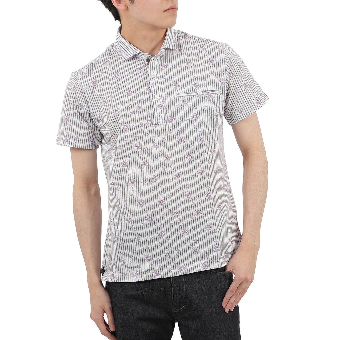 【SALE/30%OFF】COOLMAX カノコフラワープリント 半袖ポロシャツ