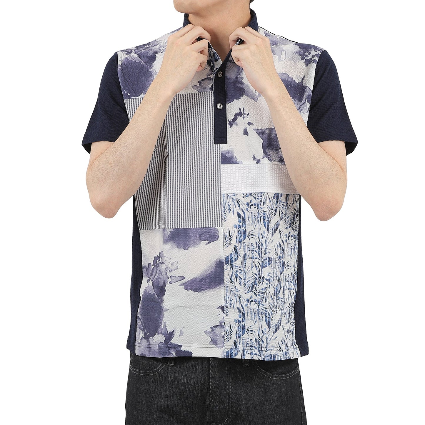 【SALE/20%OFF】リンクスパッチワーク 半袖ポロシャツ
