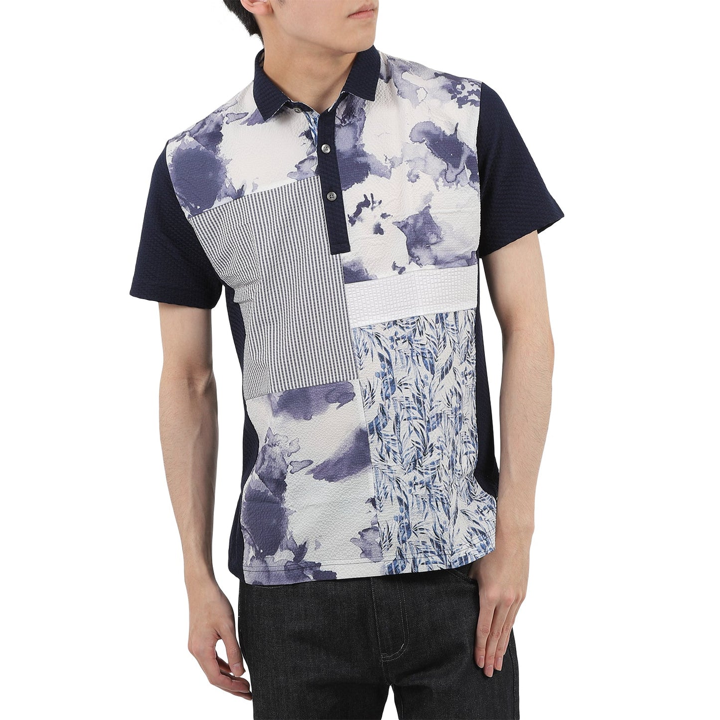 【SALE/20%OFF】リンクスパッチワーク 半袖ポロシャツ