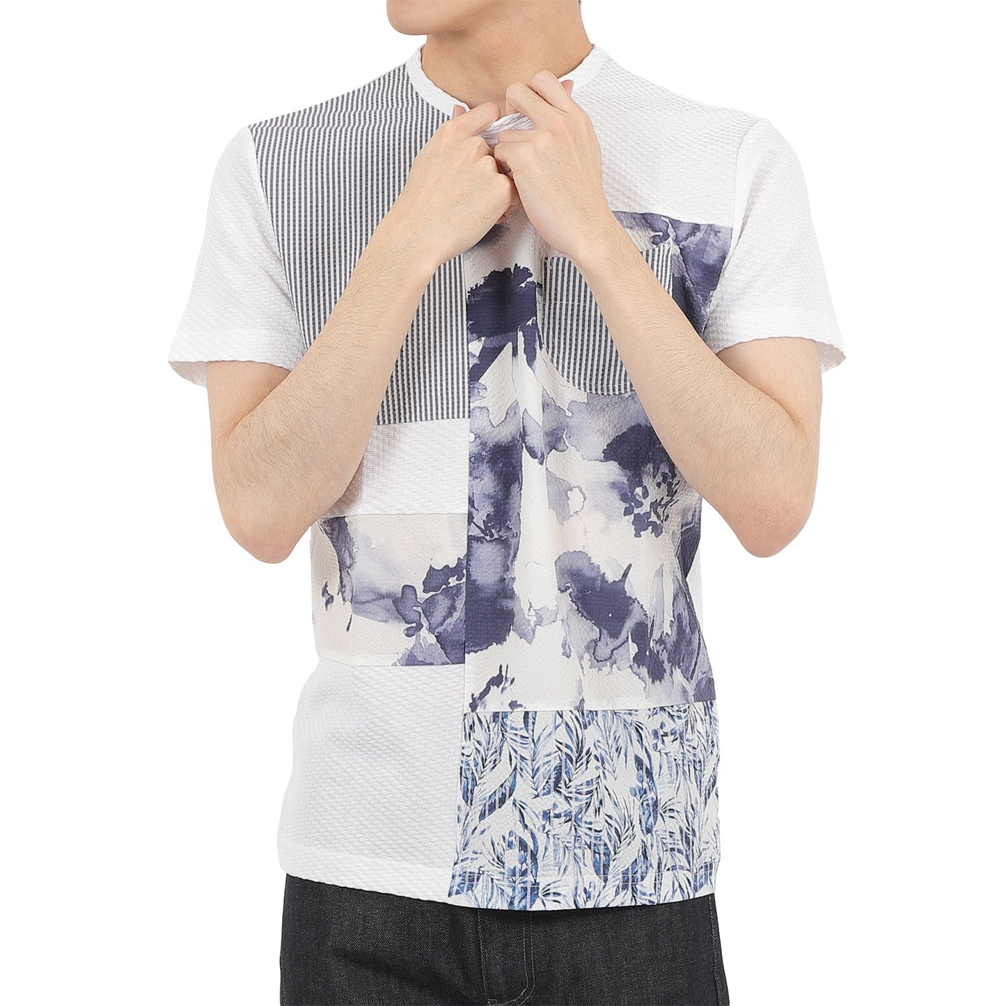 【SALE/20%OFF】リンクスパッチワーク 半袖Tシャツ