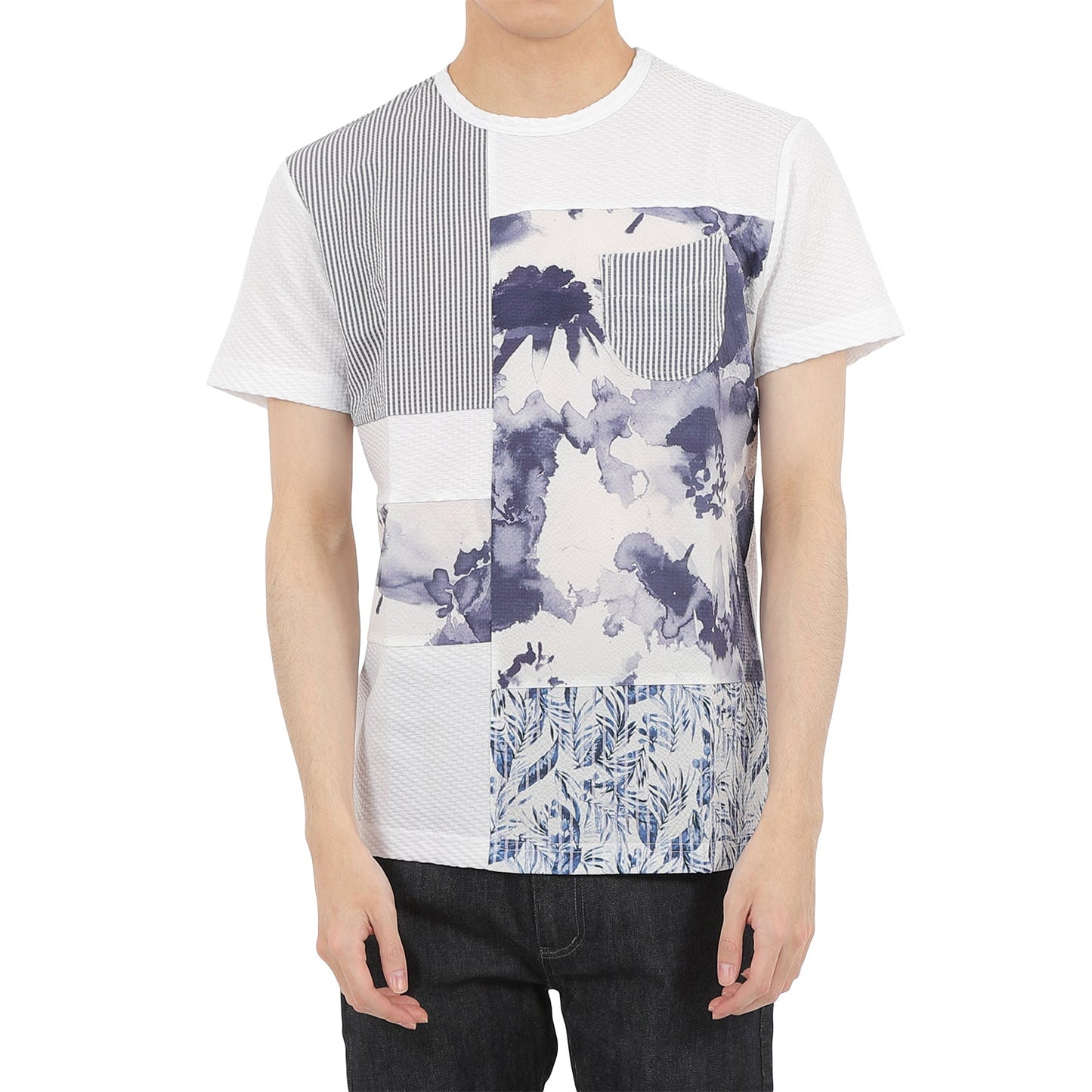 【SALE/20%OFF】リンクスパッチワーク 半袖Tシャツ