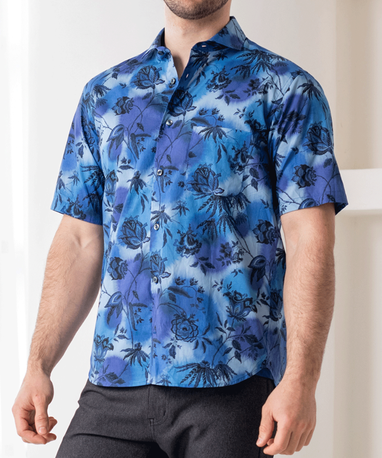 【SALE/30%OFF】VUMPS RED LIBERTYプリント セミワイドカラー 半袖シャツ