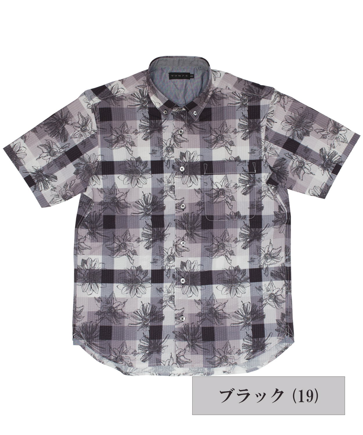 【SALE/30%OFF】サッカー素材 フラワープリント 半袖BDシャツ