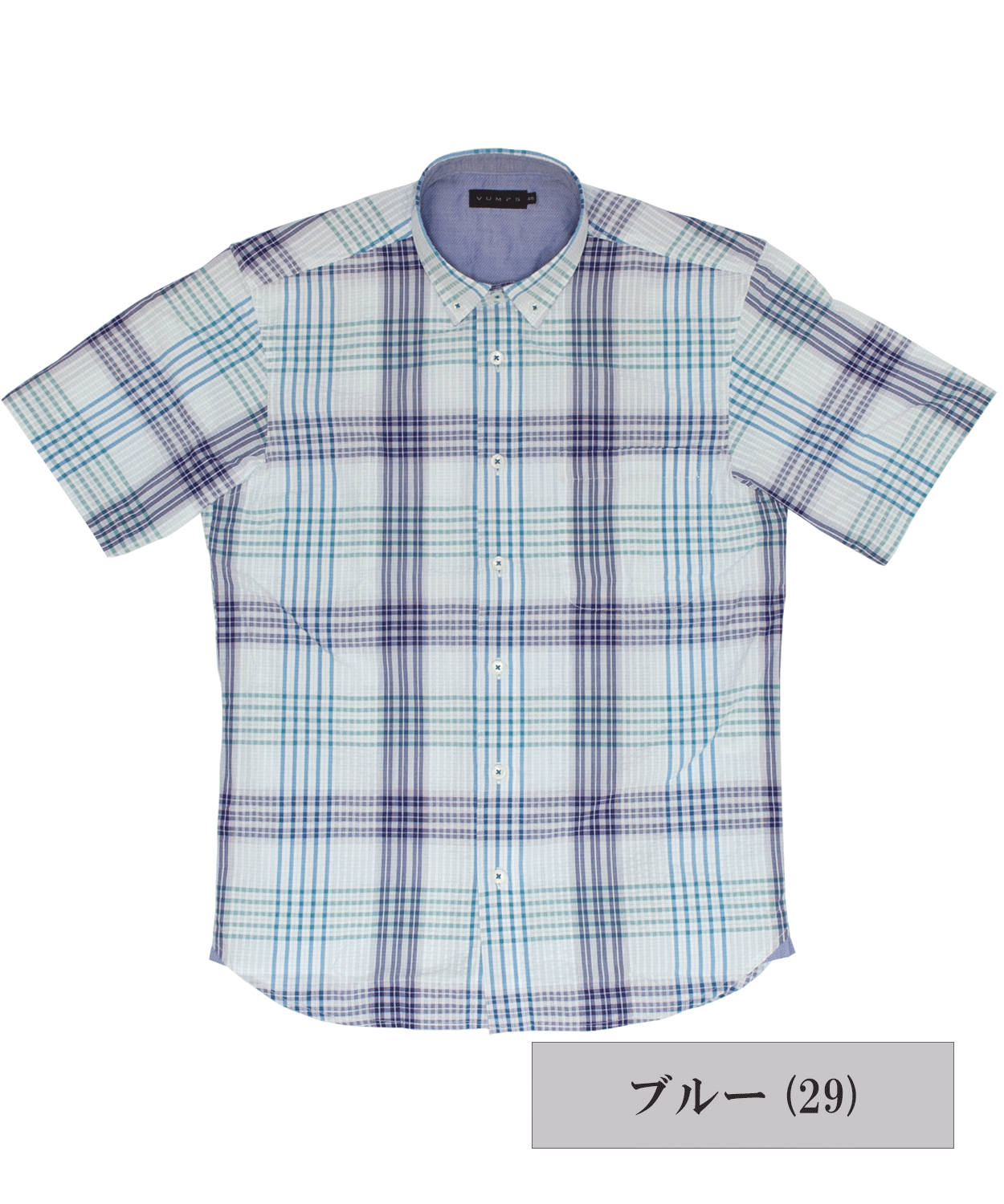 【SALE/30%OFF】サッカー素材 チェック 半袖BDシャツ