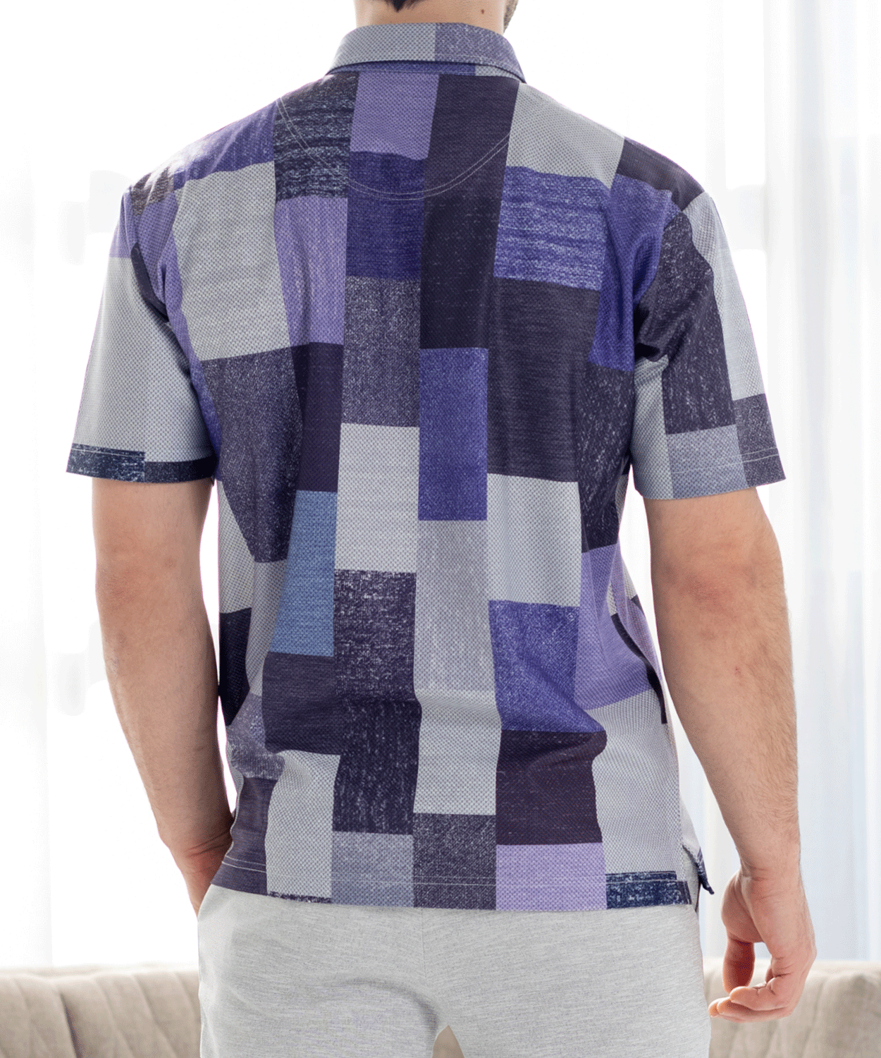 【SALE/50%OFF】ハニカムブロックプリント ZIPポロシャツ #VUMPS traveller