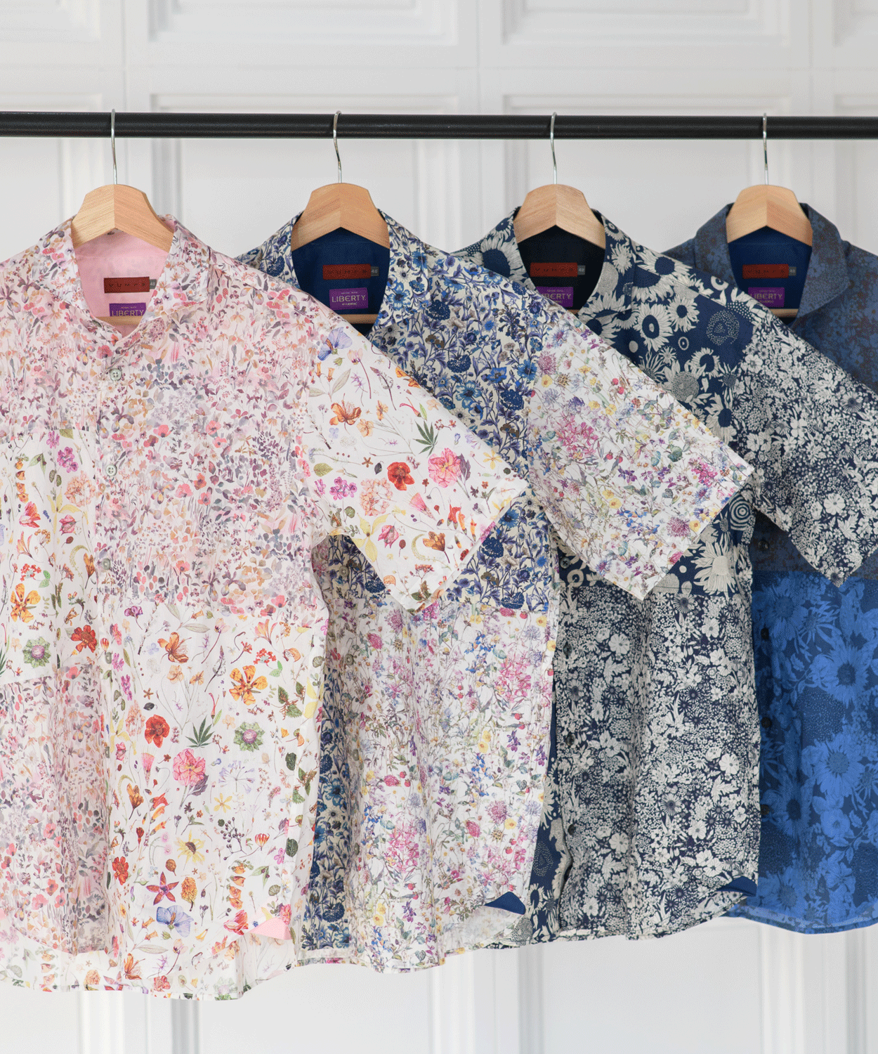 【SALE/20%OFF】VUMPS RED LIBERTYプリント アシンメトリーセミワイドカラー 半袖シャツ