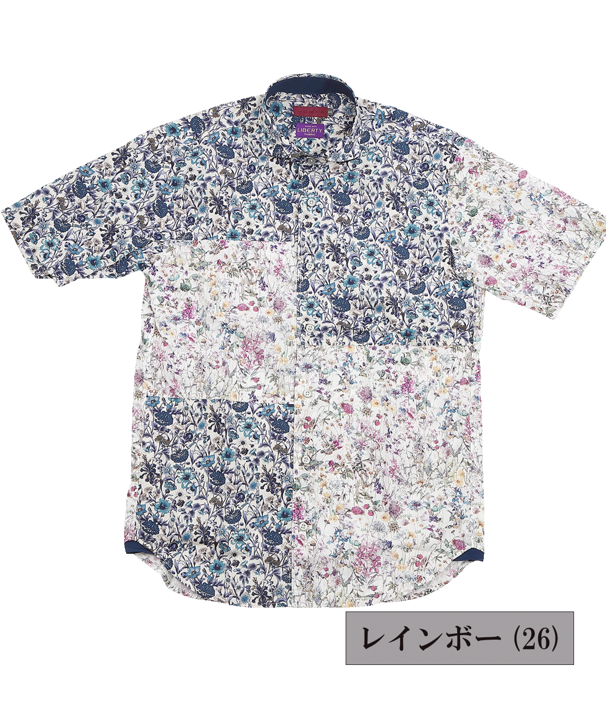 【SALE/20%OFF】VUMPS RED LIBERTYプリント アシンメトリーセミワイドカラー 半袖シャツ