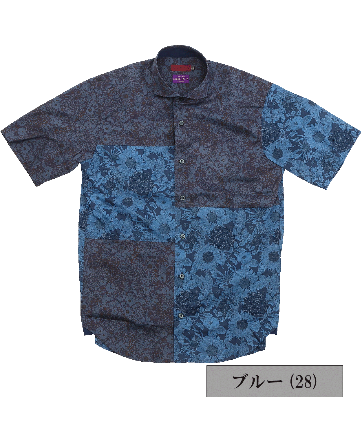 【SALE/20%OFF】VUMPS RED LIBERTYプリント アシンメトリーセミワイドカラー 半袖シャツ