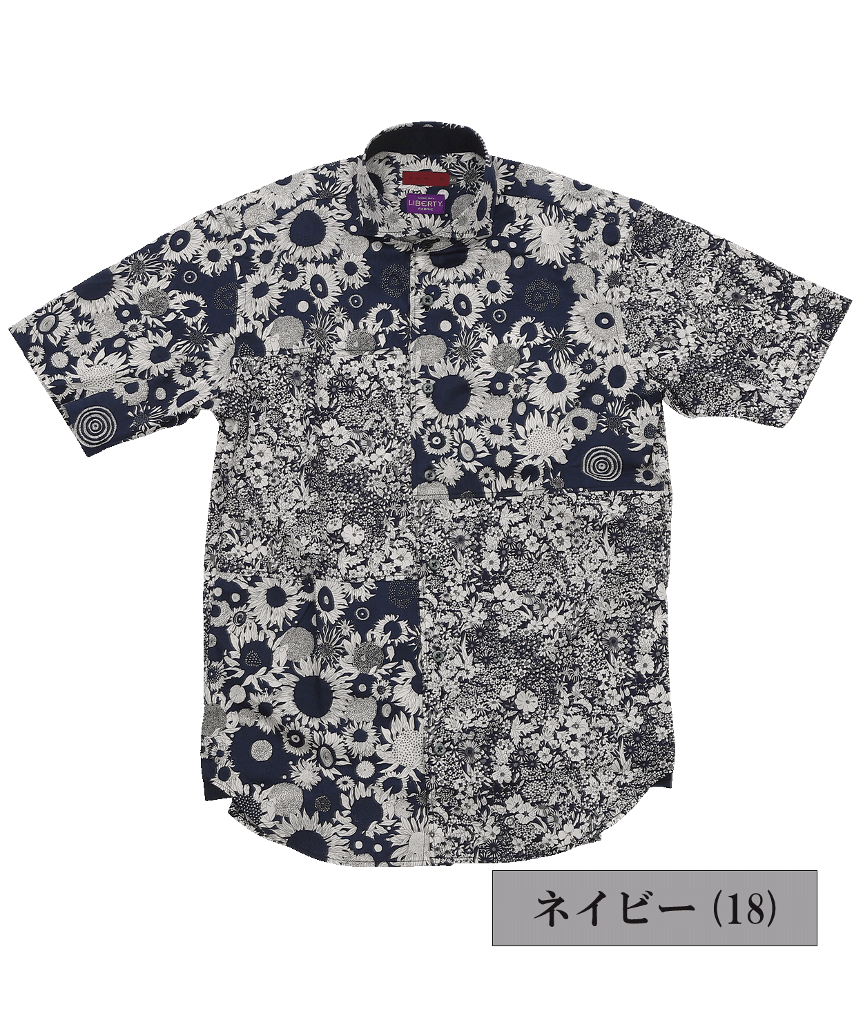 【SALE/20%OFF】VUMPS RED LIBERTYプリント アシンメトリーセミワイドカラー 半袖シャツ