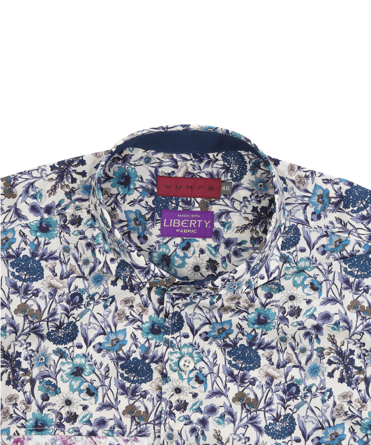 【SALE/20%OFF】VUMPS RED LIBERTYプリント アシンメトリーセミワイドカラー 半袖シャツ