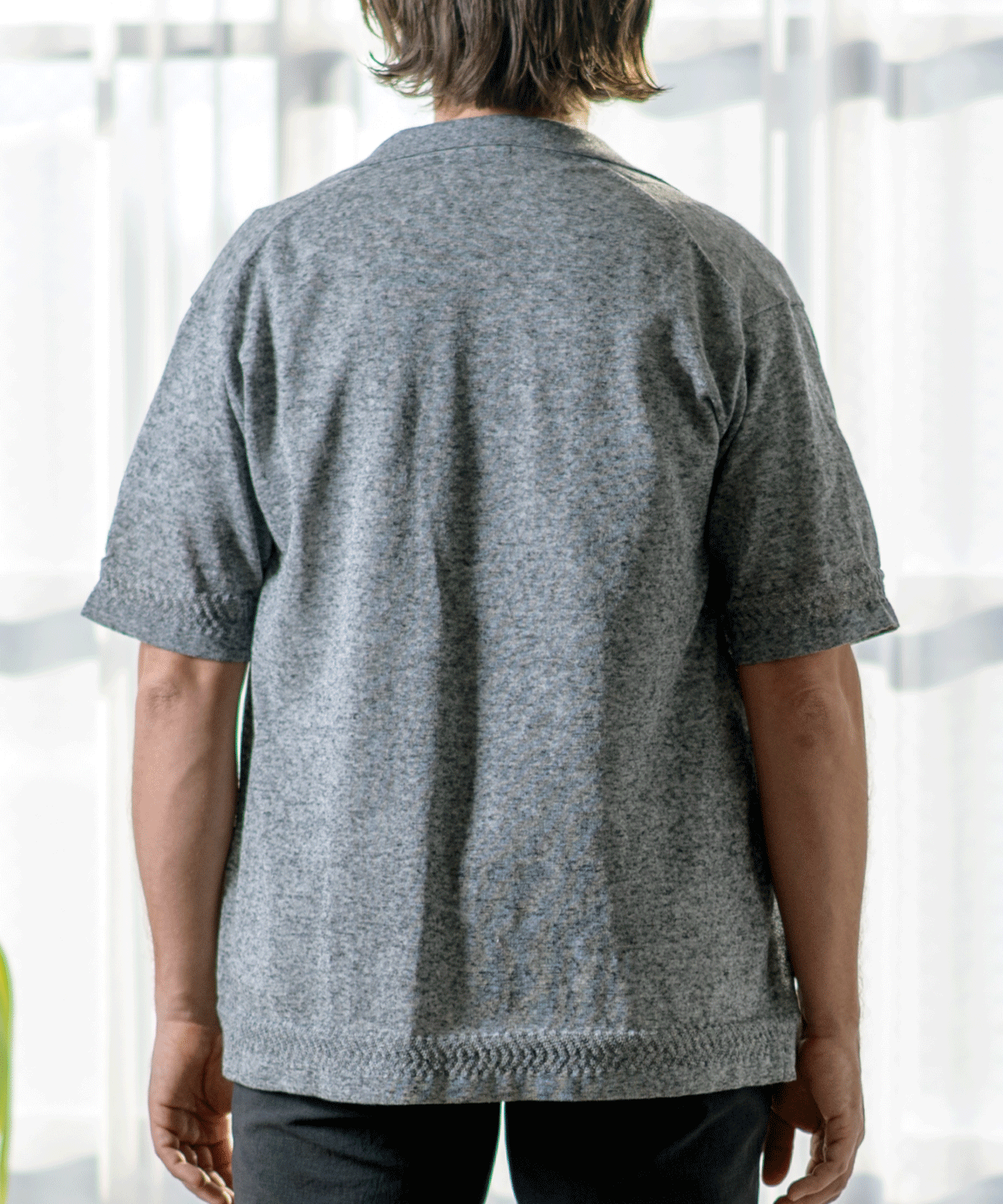 【MORESALE/50%OFF】14Gリネン混ニットストライプシャツ