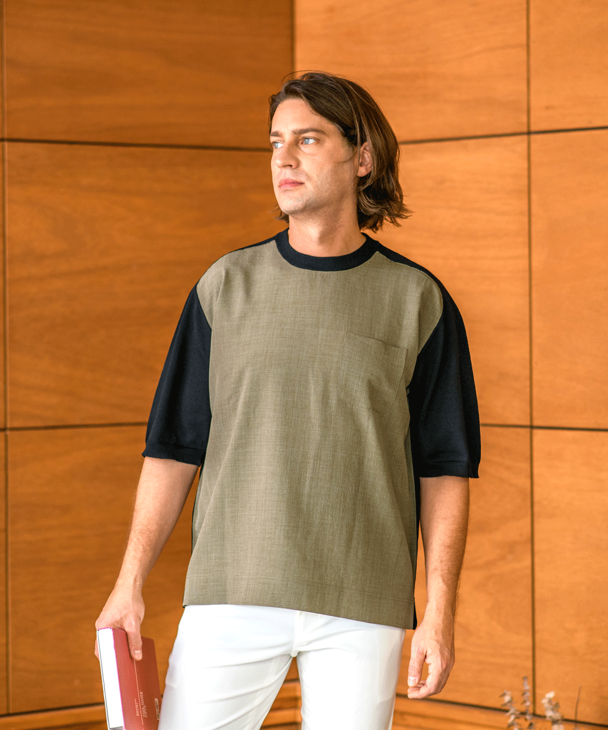【MORESALE/40%OFF】VUMPS RED 12G異素材ミックス クルーネックTシャツ