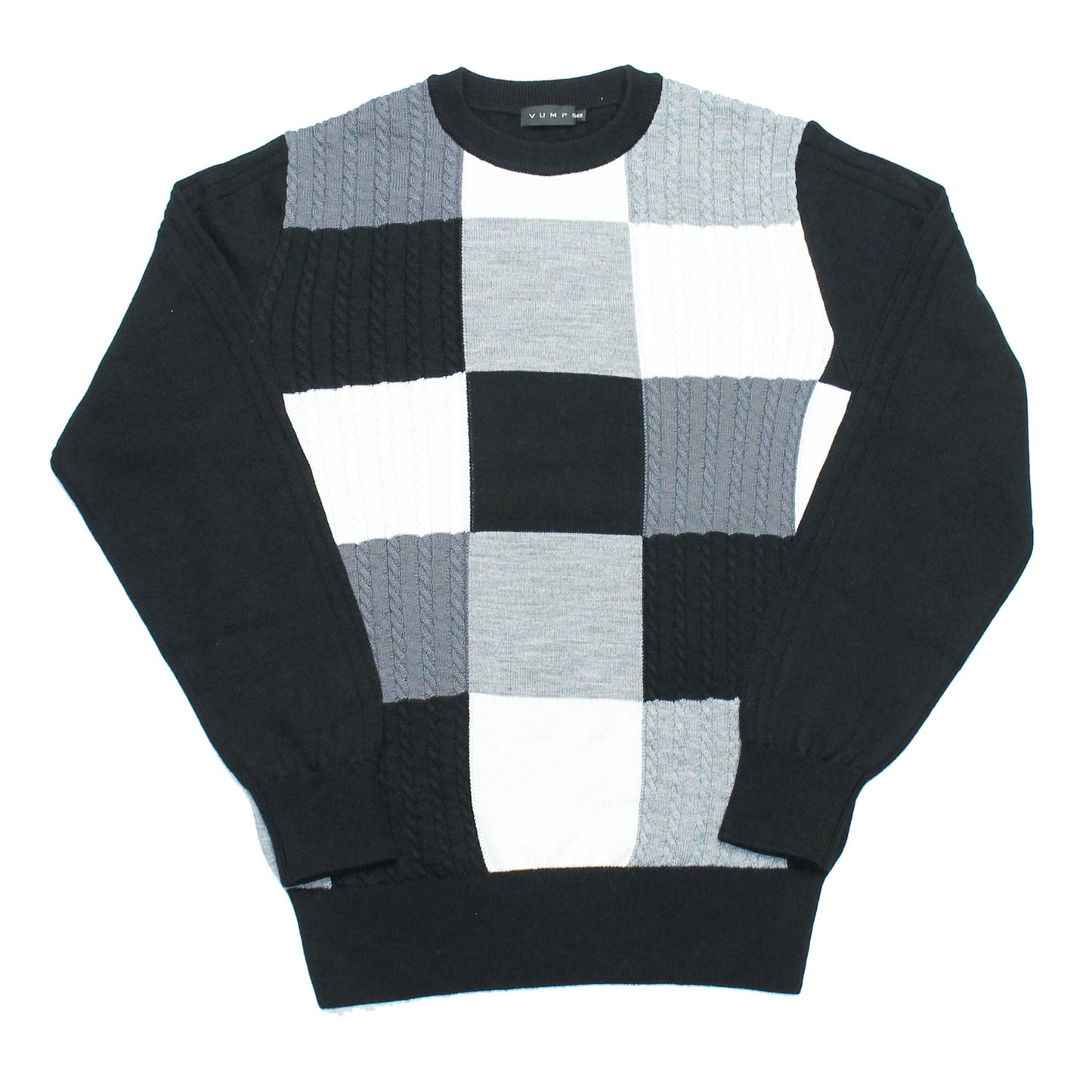 【SALE/50%OFF】ドリームケア ブロック柄 クルーネックニット