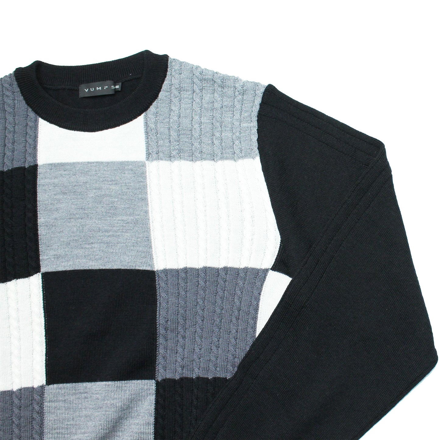 【SALE/50%OFF】ドリームケア ブロック柄 クルーネックニット