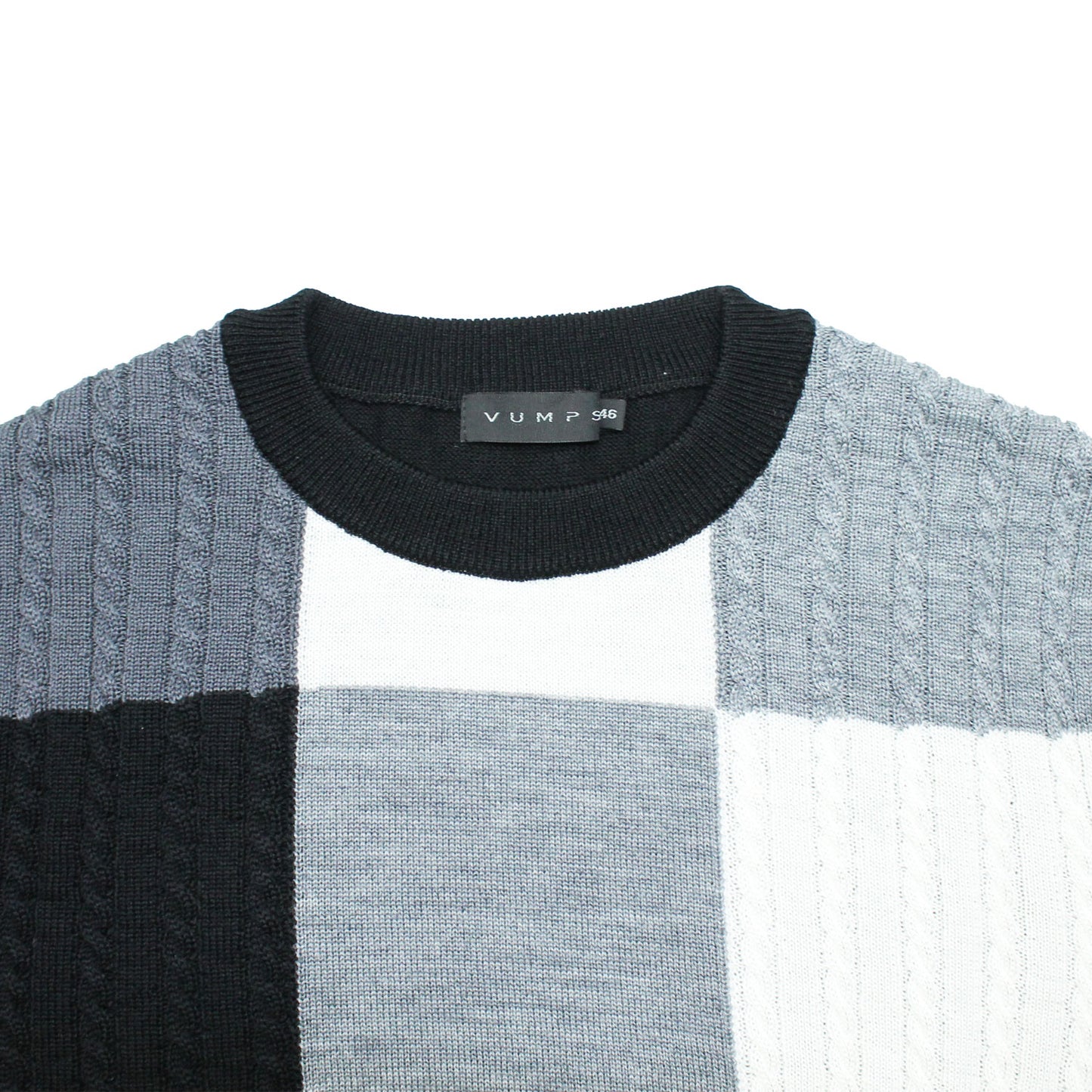 【SALE/50%OFF】ドリームケア ブロック柄 クルーネックニット