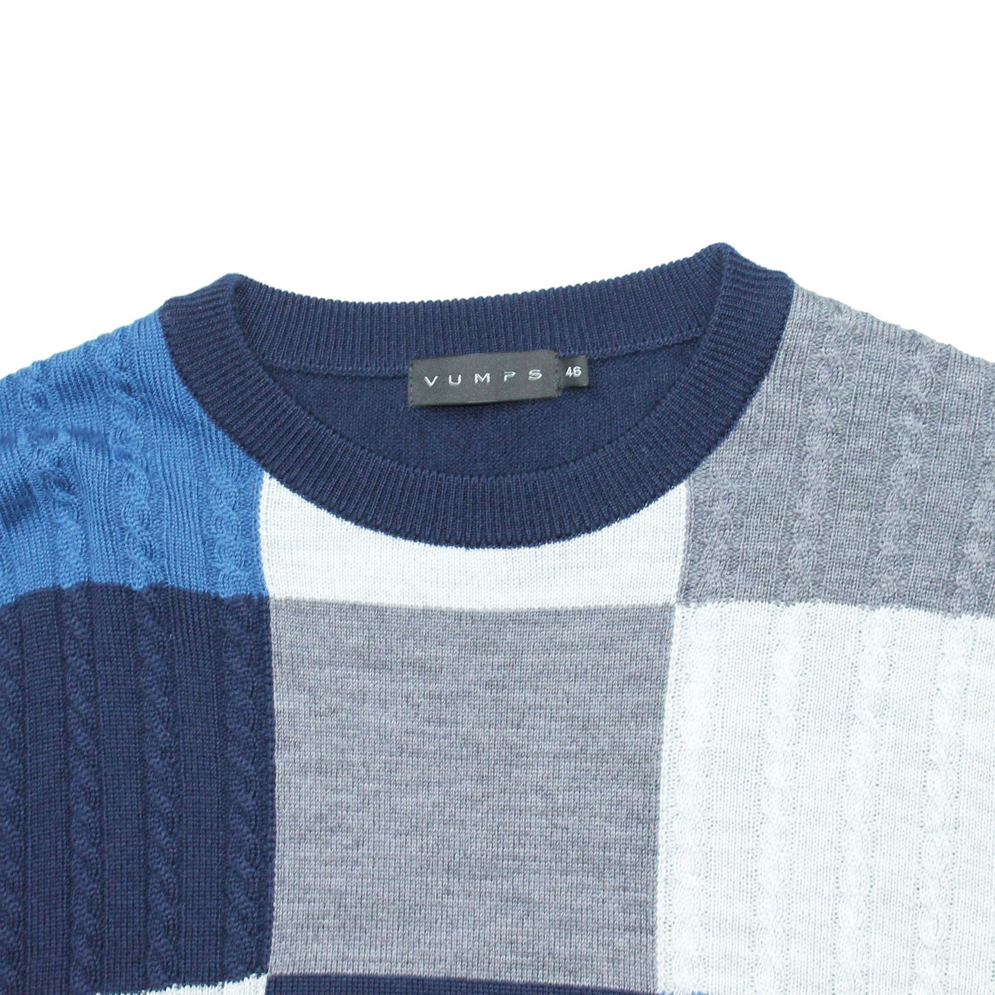 【SALE/50%OFF】ドリームケア ブロック柄 クルーネックニット