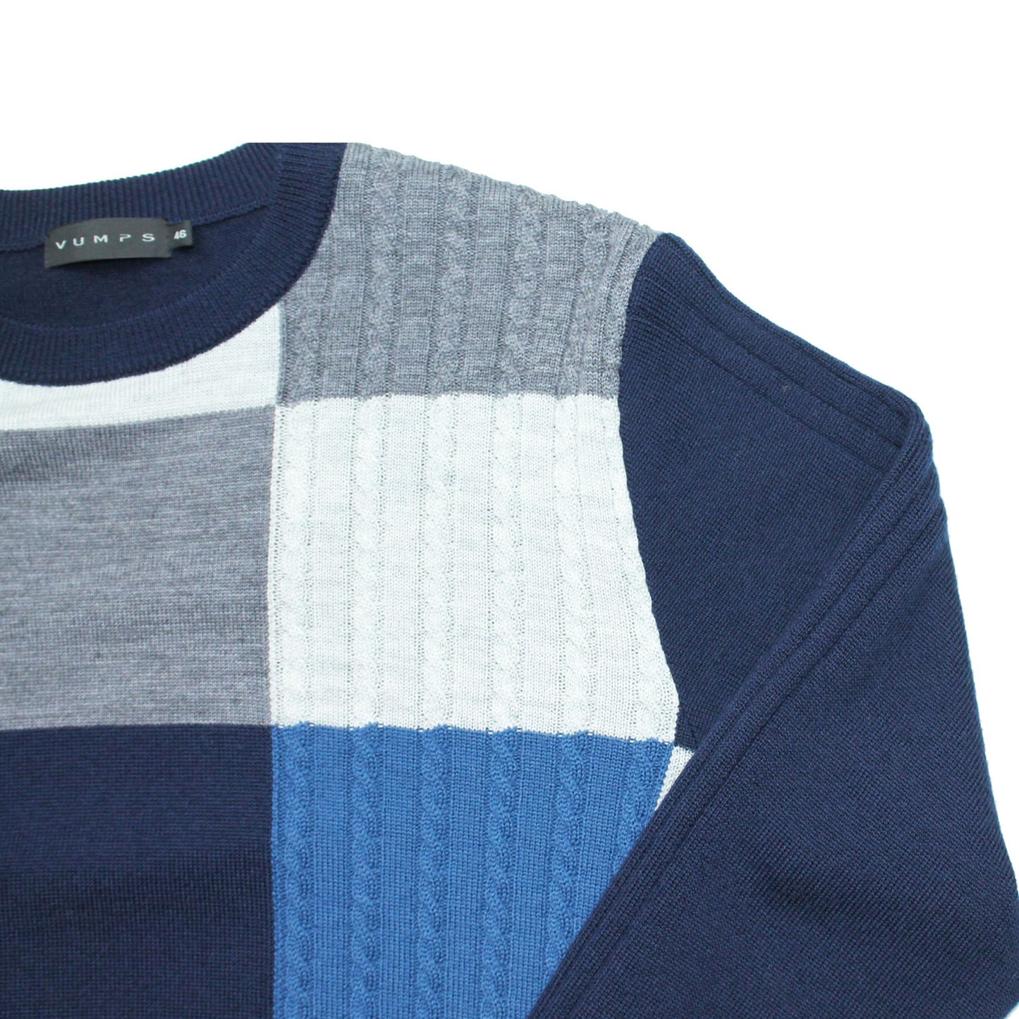 【SALE/50%OFF】ドリームケア ブロック柄 クルーネックニット