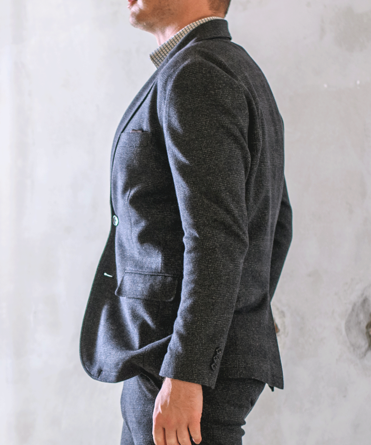【SALE/30%OFF】 コットンウールジャージ グレンチェックジャケット
