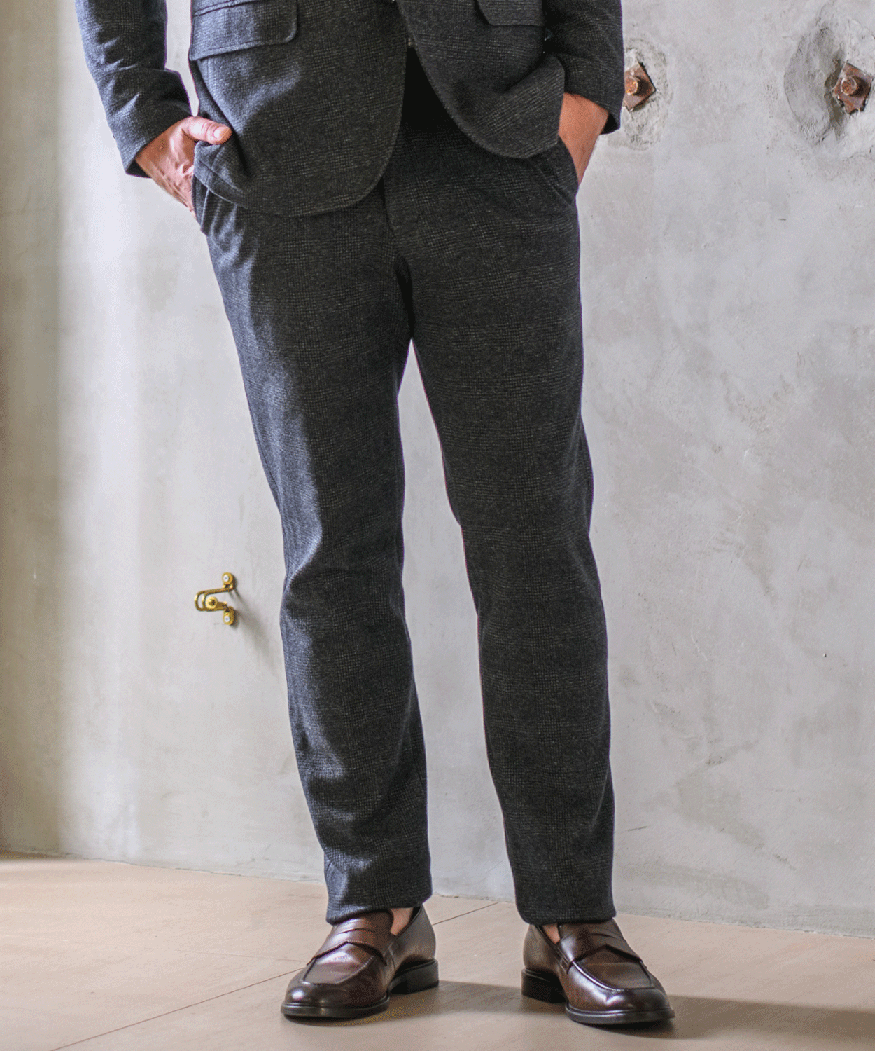 【SALE/20%OFF】 コットンウールジャージ グレンチェックパンツ
