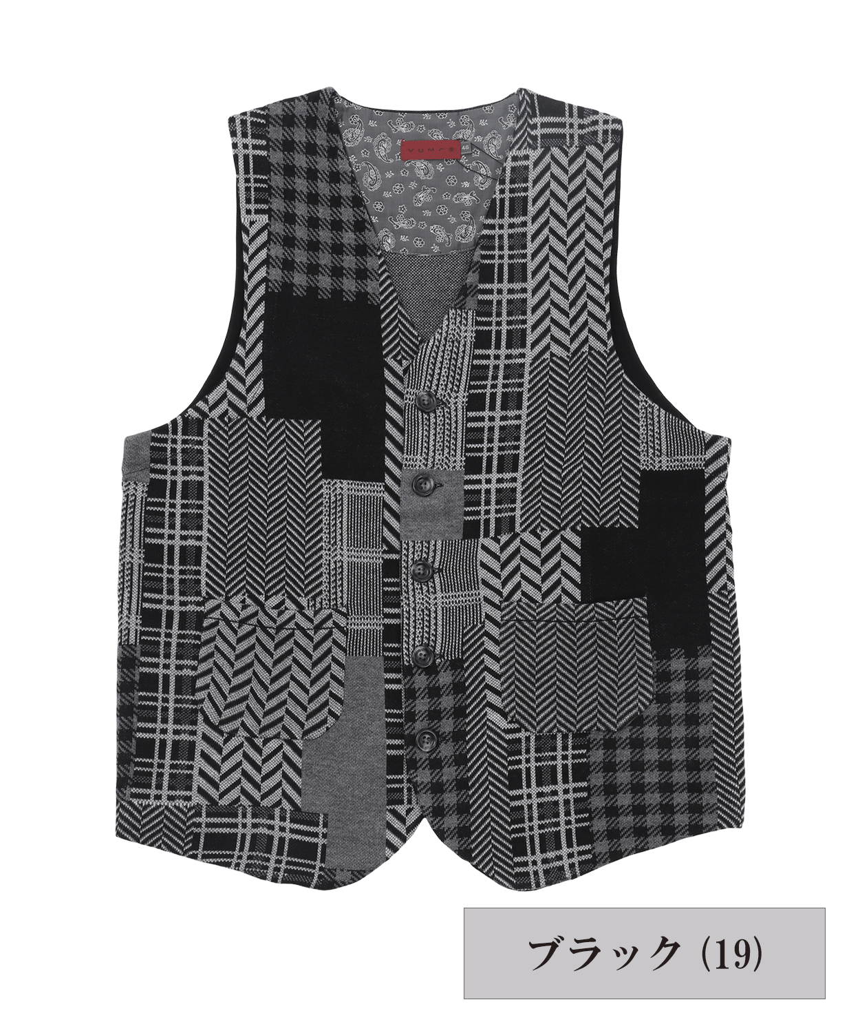 【MORESALE/30%OFF】 VUMPS RED パッチワーク調ジャカードジレ