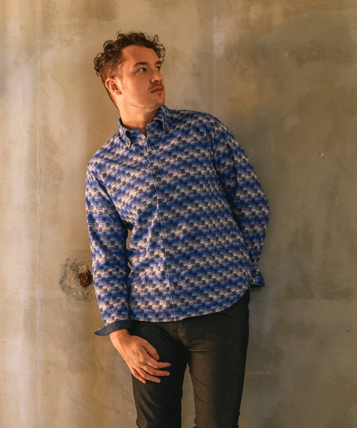 【SALE/30%OFF】 ネルグラデーションチェック BDシャツ