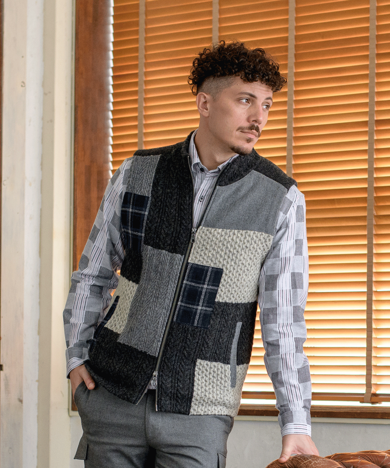 VUMPS RED パッチワークニット ジップベスト Christopher nemeth