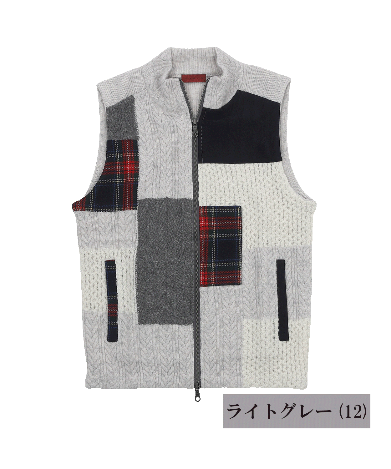 VUMPS RED パッチワークニット ジップベスト