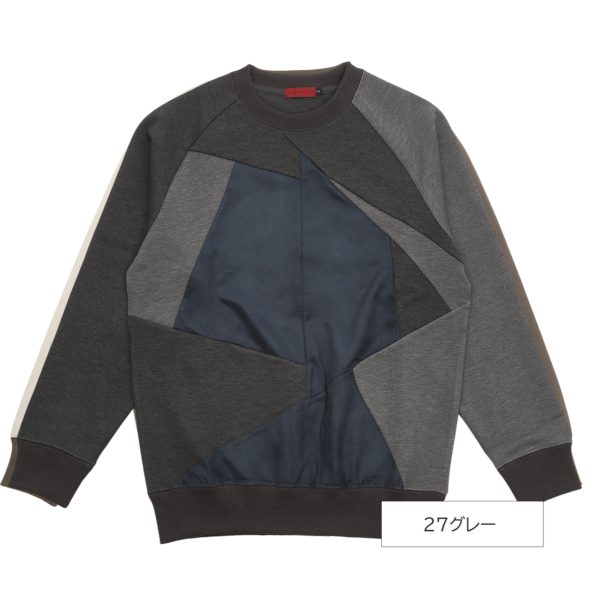 異素材切替クルーネック メンズ|アシンメトリー デザイン