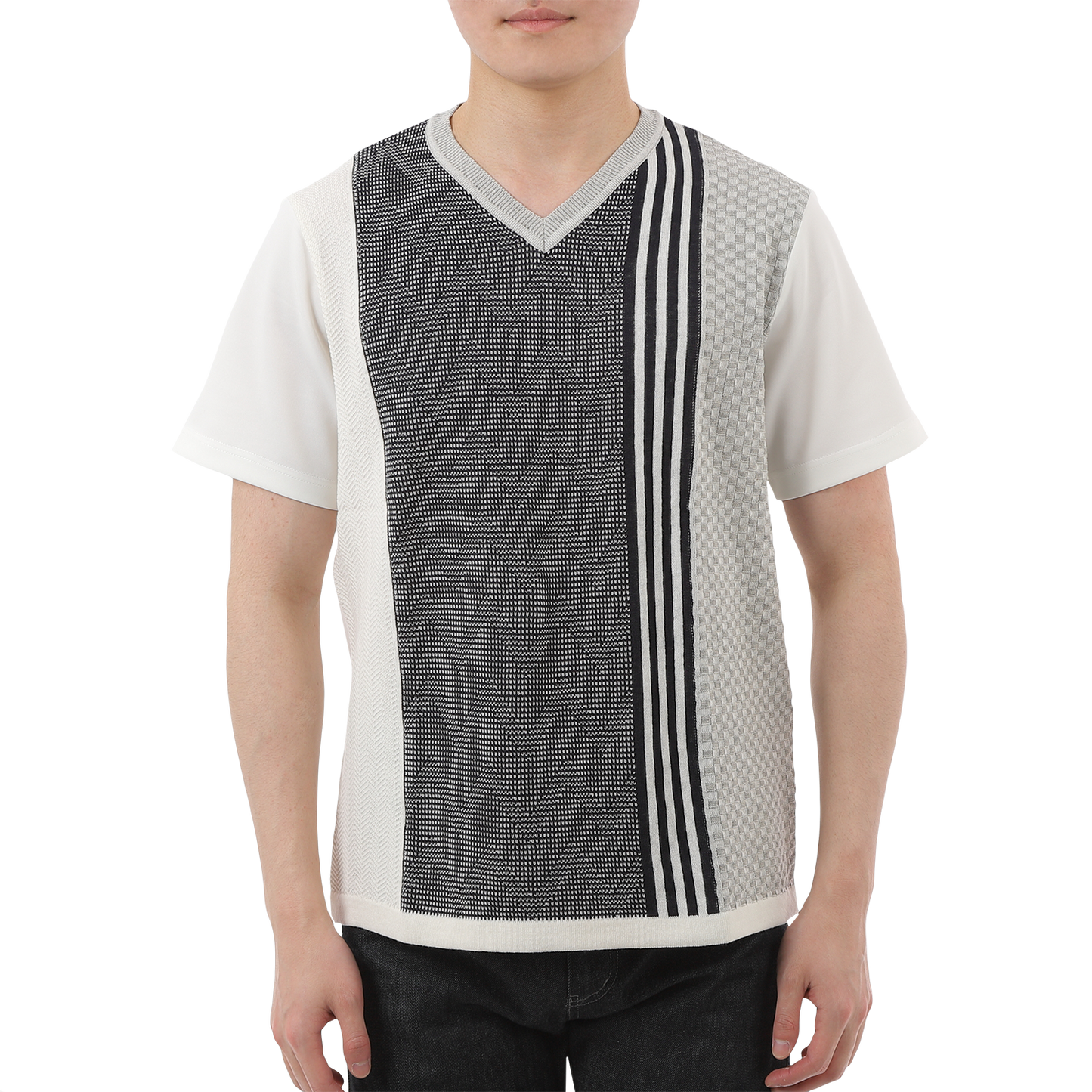 【SALE/20%OFF】VUMPS RED 強撚ニット VネックTシャツ