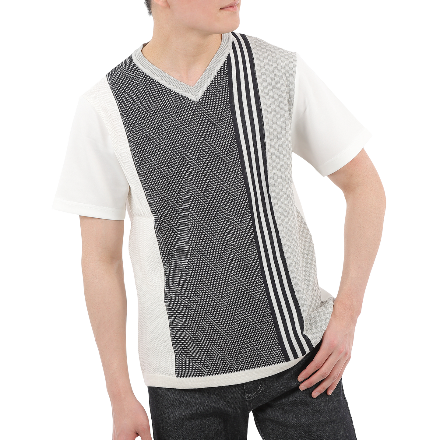 【SALE/20%OFF】VUMPS RED 強撚ニット VネックTシャツ