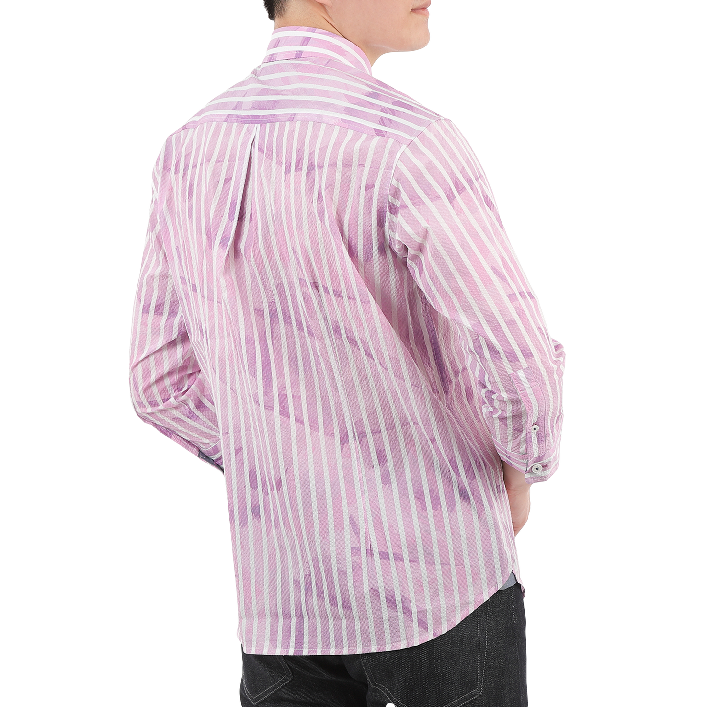 【SALE/20%OFF】SOLOTEX ストライププリント七分袖シャツ