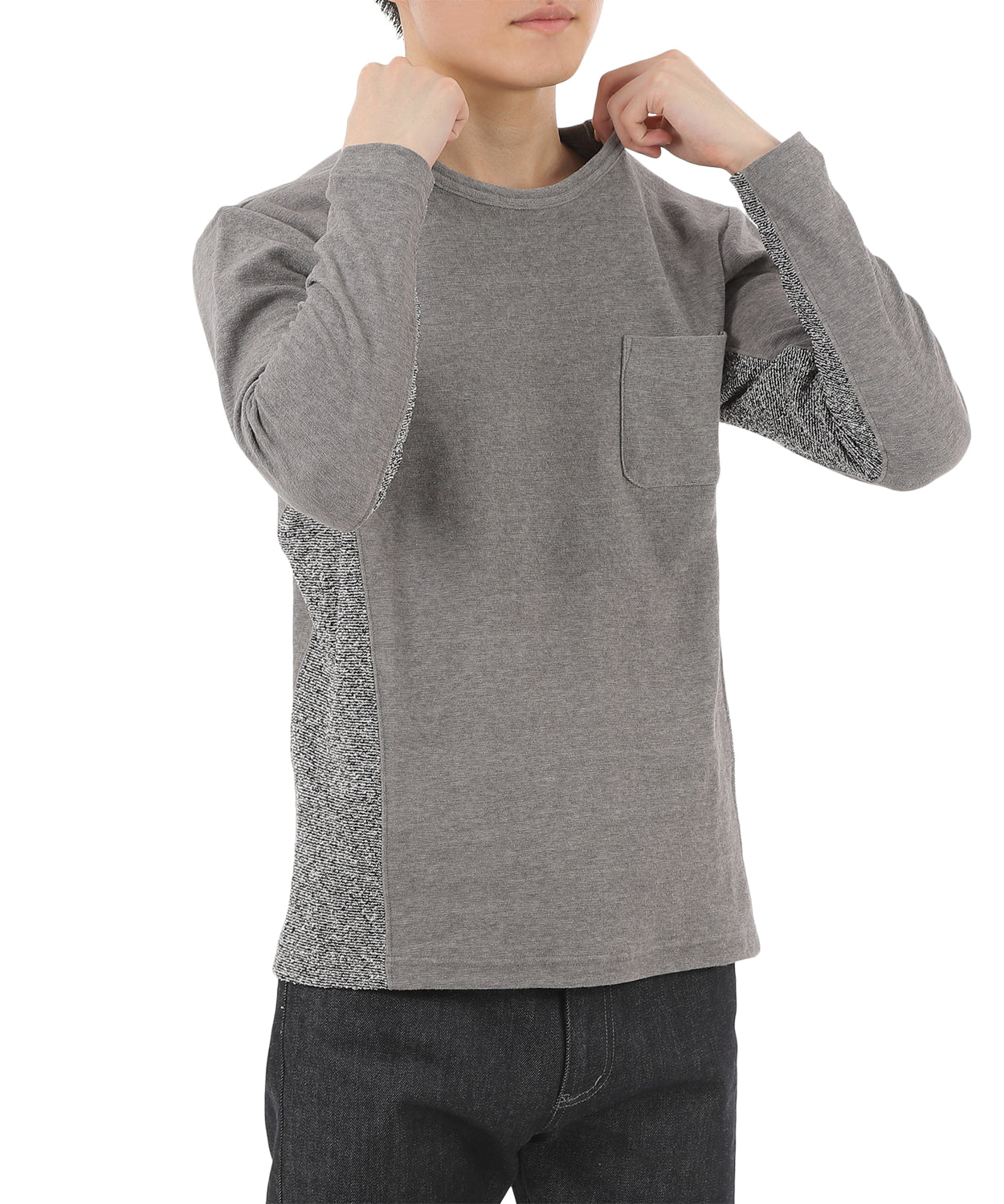 【SALE/50%OFF】パイル切替 ロングTシャツ